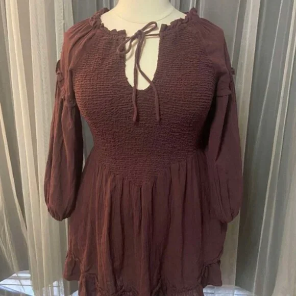 Free People, Kiss And Tell Mini Dress. Colour: Plum/Prune. Size: XL NWOT - Picture 2 of 5